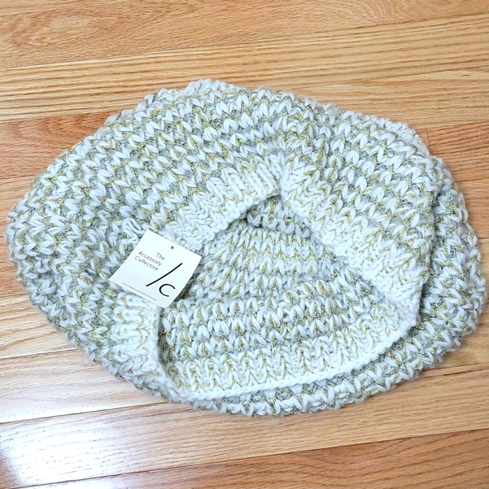 Accessory Collective Infinity Scarf, white/ gold/ silver color